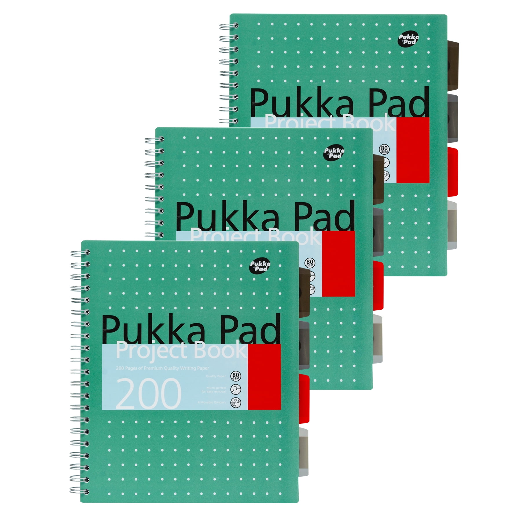 Pukka Pads Metallic Green Letter Sized Subject Divider Notebook Pack