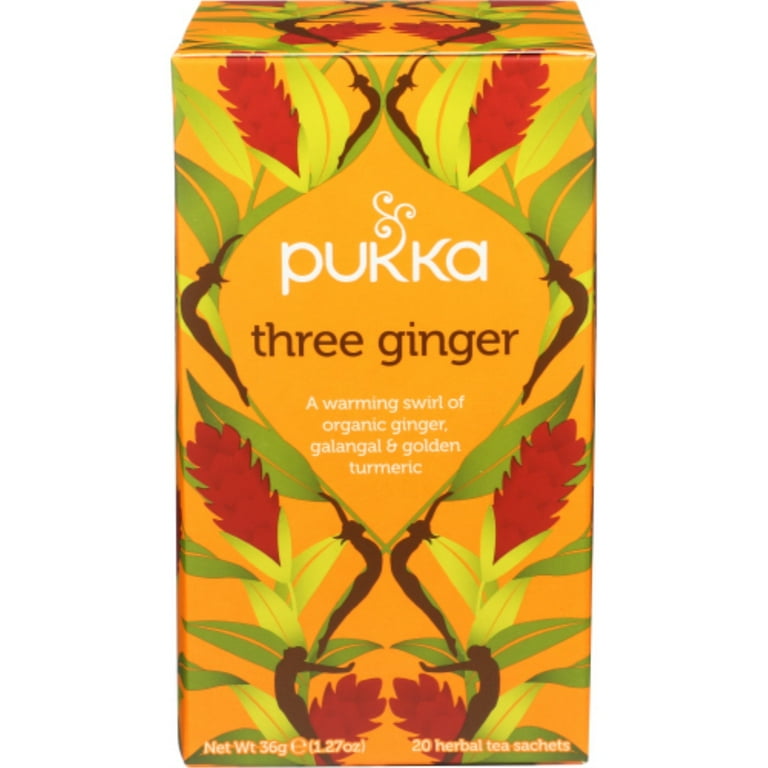 Pukka Three Ginger Organic Herbal Tea, Galangal Turmeric, Caffeine