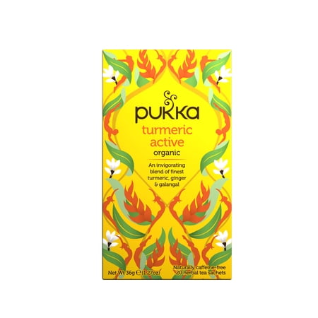 Pukka Turmeric Active Organic Herbal Tea, Caffeine-Free, Tea Bags 20 Count Box
