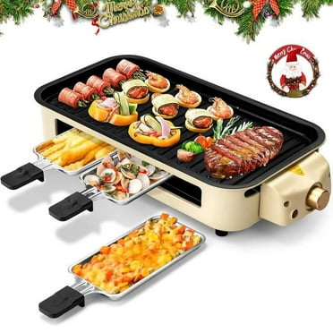 Pukomc Indoor Smokeless Grill, Non-Stick Cooking Removable Plate, Portable Electric Korean BBQ Grill with Removable Temperature Control, Dishwasher Safe, 1500W
