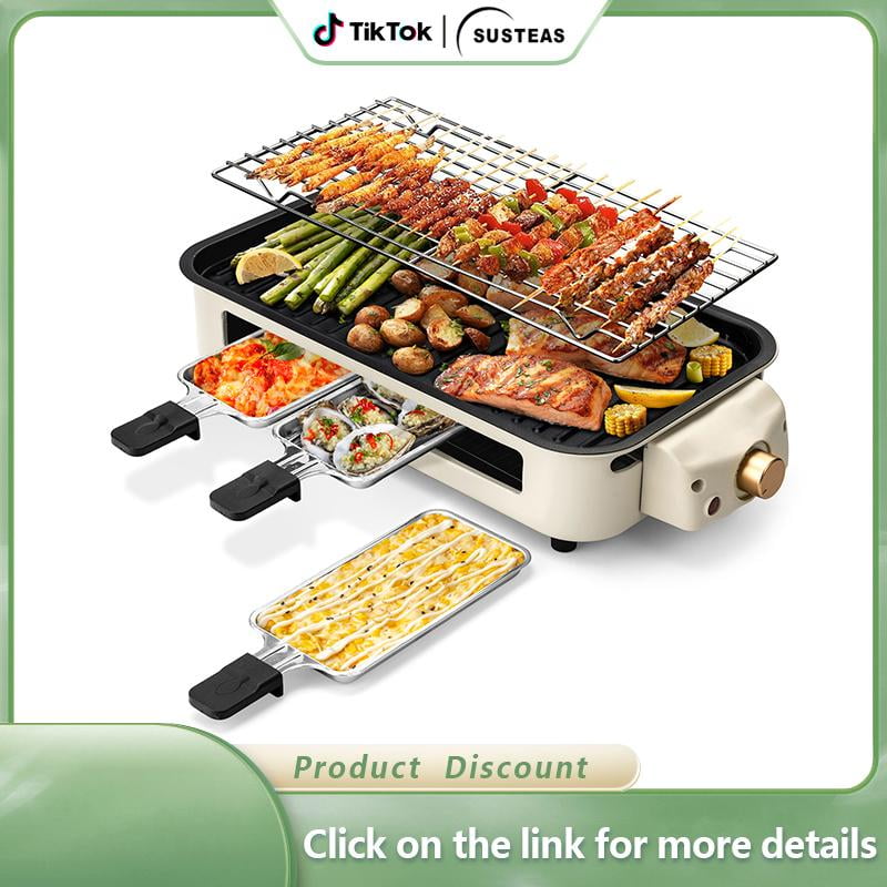 Pukomc Indoor Smokeless Grill, NonStick Cooking Removable Plate