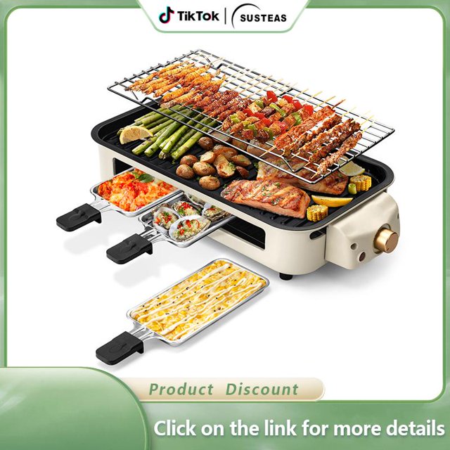 Pukomc Indoor Smokeless Grill, NonStick Cooking Removable Plate