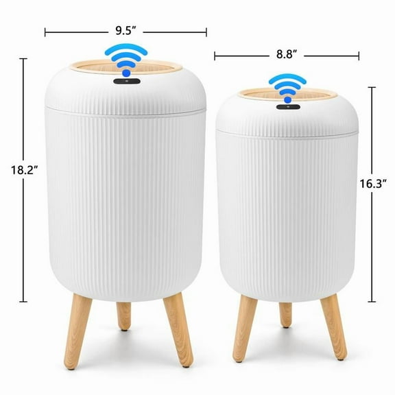 Pukomc Smart Induction Waterproof Trash Can for Bathroom, Bedroom, Office Nordic Style, Household Items Saving Space Motion Sensor Multifunctional Home Goods Environmentally Friendly Automatic