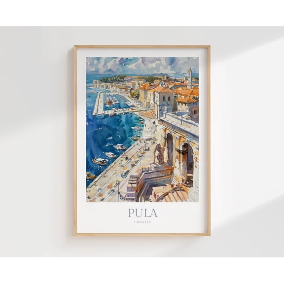 Pula Croatia Wall Art Home Decor Poster Istria Travel Poster, Unframed Size 8x12