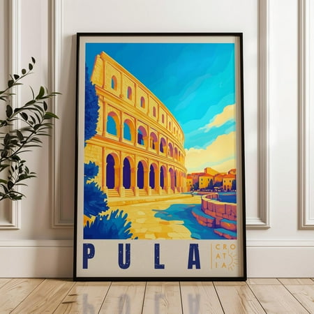 Pula Travel Poster, Croatia Wall Art Print, Illustration Poster, Home & Office Decor, Gift Idea, Mediterranean Travel Print, Adriatic Sea Wall Art, Modern Wall Decor, 12x18 UNFRAMED