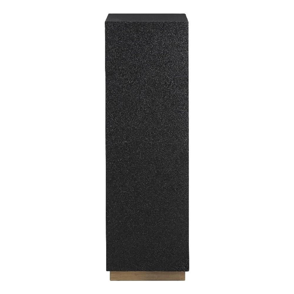 Medium Black Lava Stone Pedestal with Metal Base