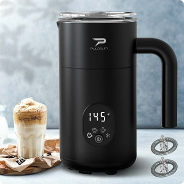 Puldoum Automatic Electric Milk Frother,4-in-1Instant Milk Frother Steamer,11.8oz/350ml Hot and Cold Foam Milk Frother,for Latte, Cappuccinos and more,Black