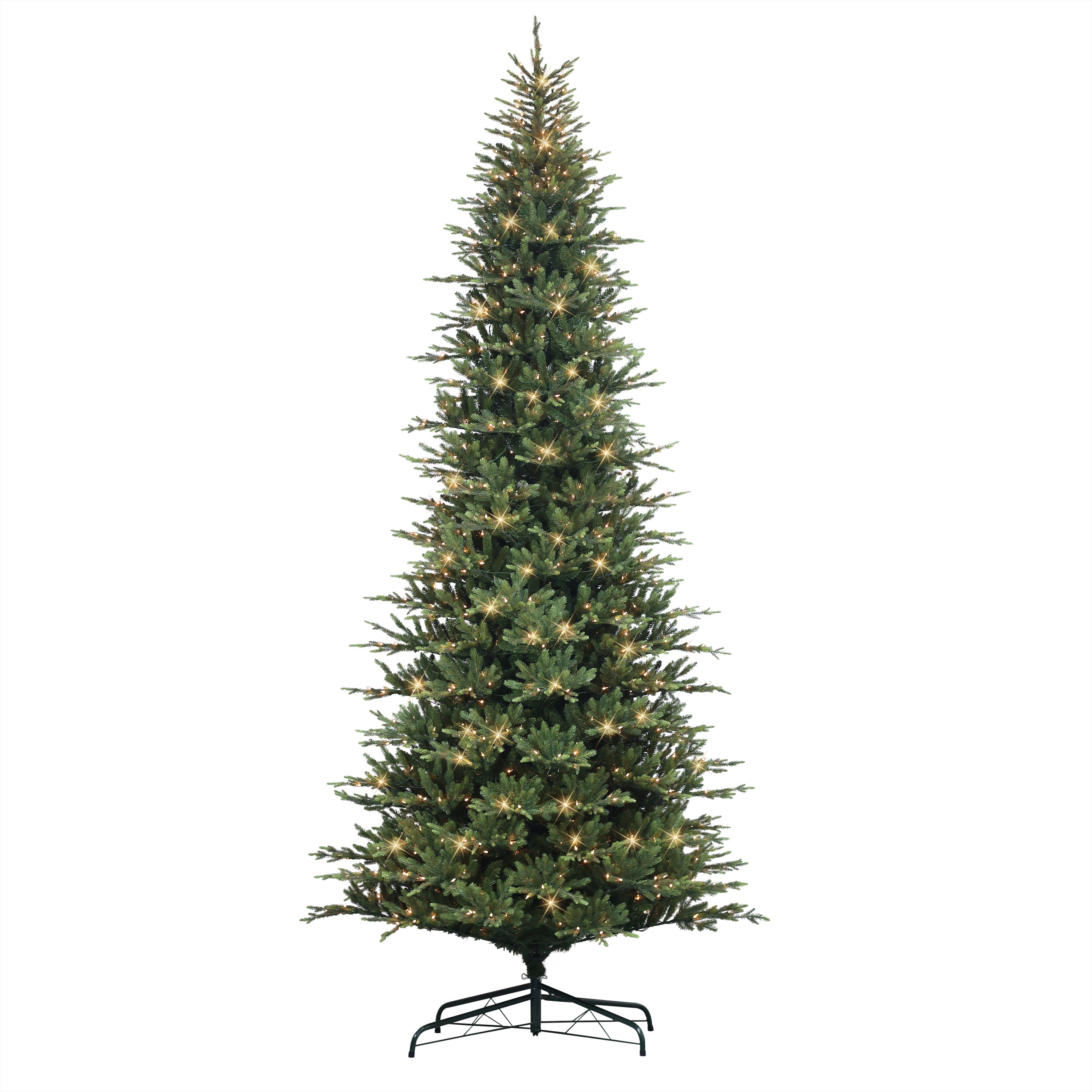 12 ft Green Pre-Lit Slim Artificial Fir Christmas Tree with Clear Lights