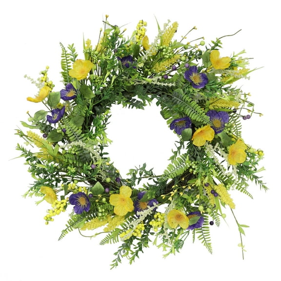 24" Artificial Spring Mixed Floral Wreath