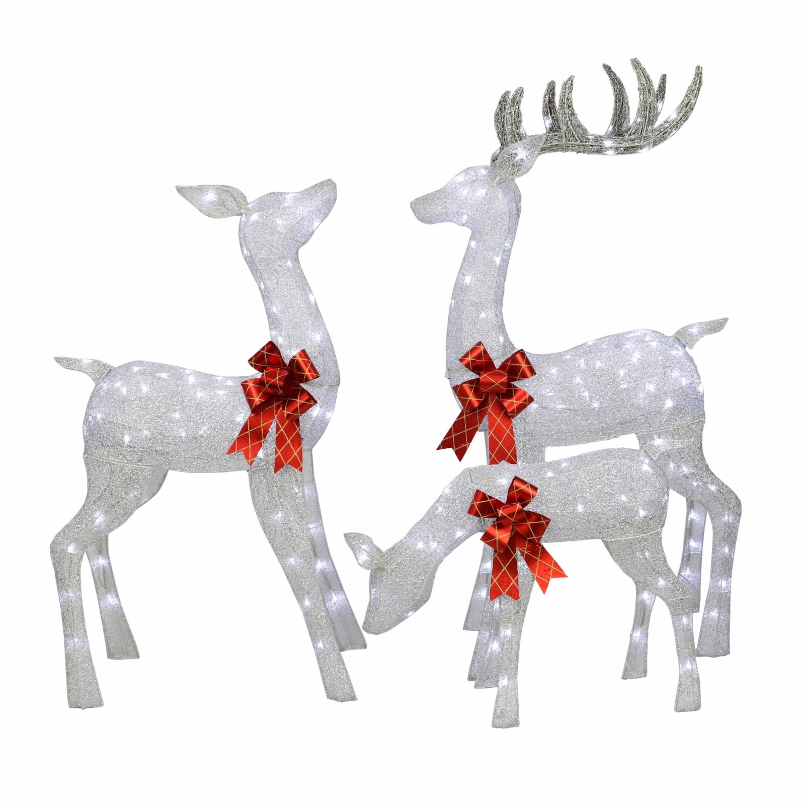 Clearance! EQWLJWE Christmas Decoration Outdoor Light Up Deer Family,  3-Piece Set 2D Waterproof Plug in Reindeer for Yard Patio Lawn Garden Party