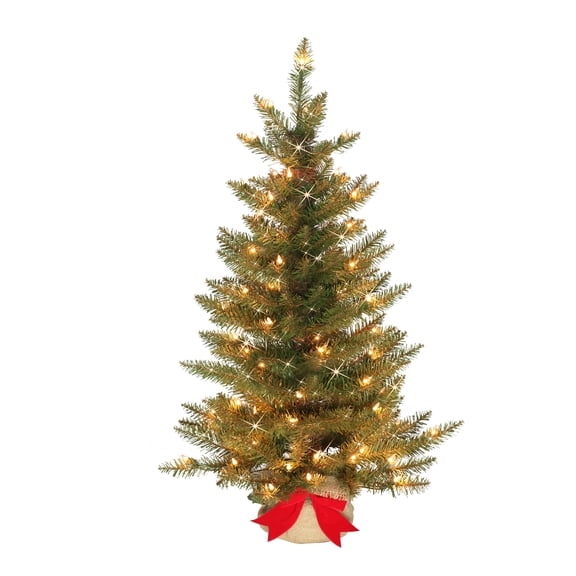 Puleo International 3' Pre-Lit Fraser Fir Pencil Artificial Christmas Tree with 70 UL-Listed Clear Incandescent Lights