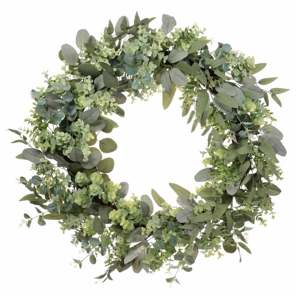 Puleo International 30 in. Artificial Eucalyptus Spring Wreath with Creeping Jenny Leaves