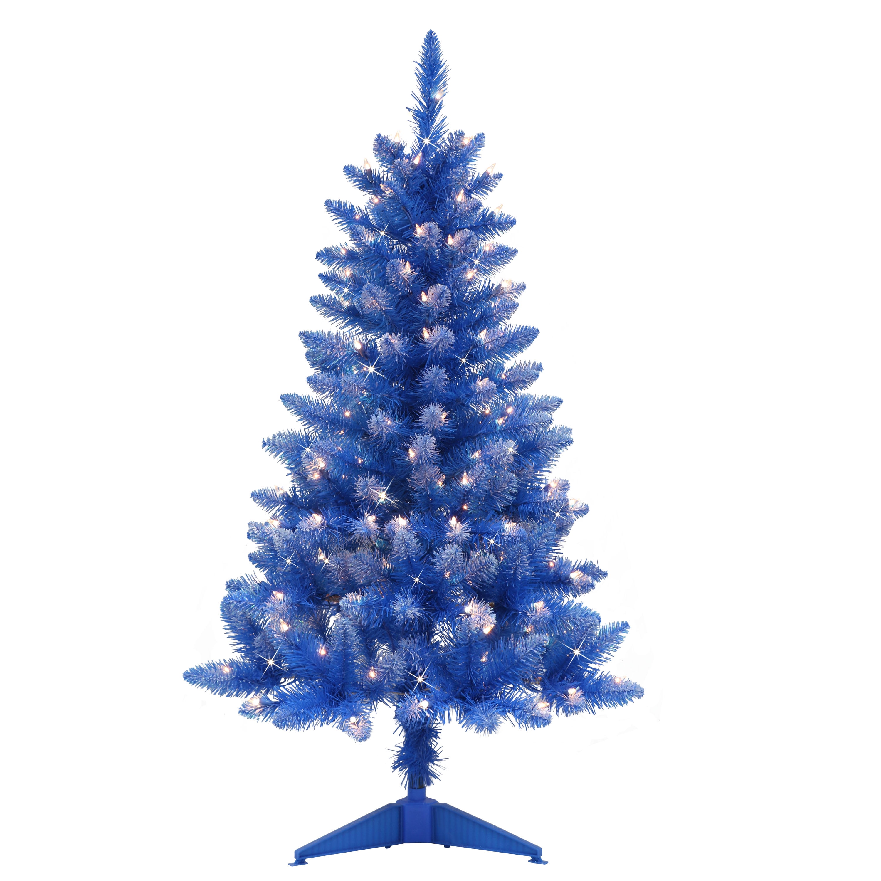 Puleo 4' Blue Pre-Lit PVC Pine Christmas Tree with Clear Lights