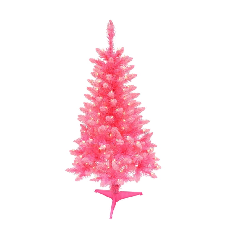 Puleo International 3-Foot Pre-Lit Artificial Christmas Tree – Purple, Green, 50 Clear Lights, Burlap Base – Holiday Decor Ready 3 thumbnail image
