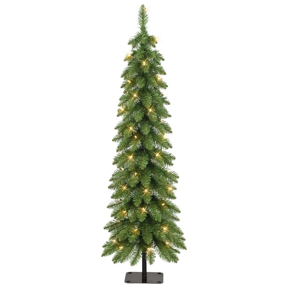 Puleo International Pre-Lit 4 ft Alpine Pencil Christmas Tree with 50 Clear Lights