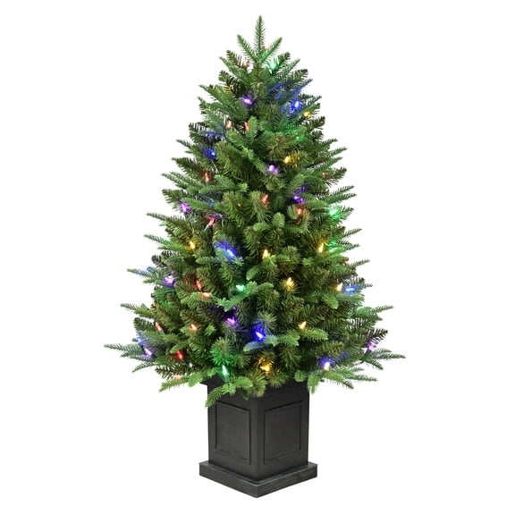 Puleo International 40" Pre-Lit Fraser Fir Artificial Potted Tree with 100 Multi-Color LED Lights