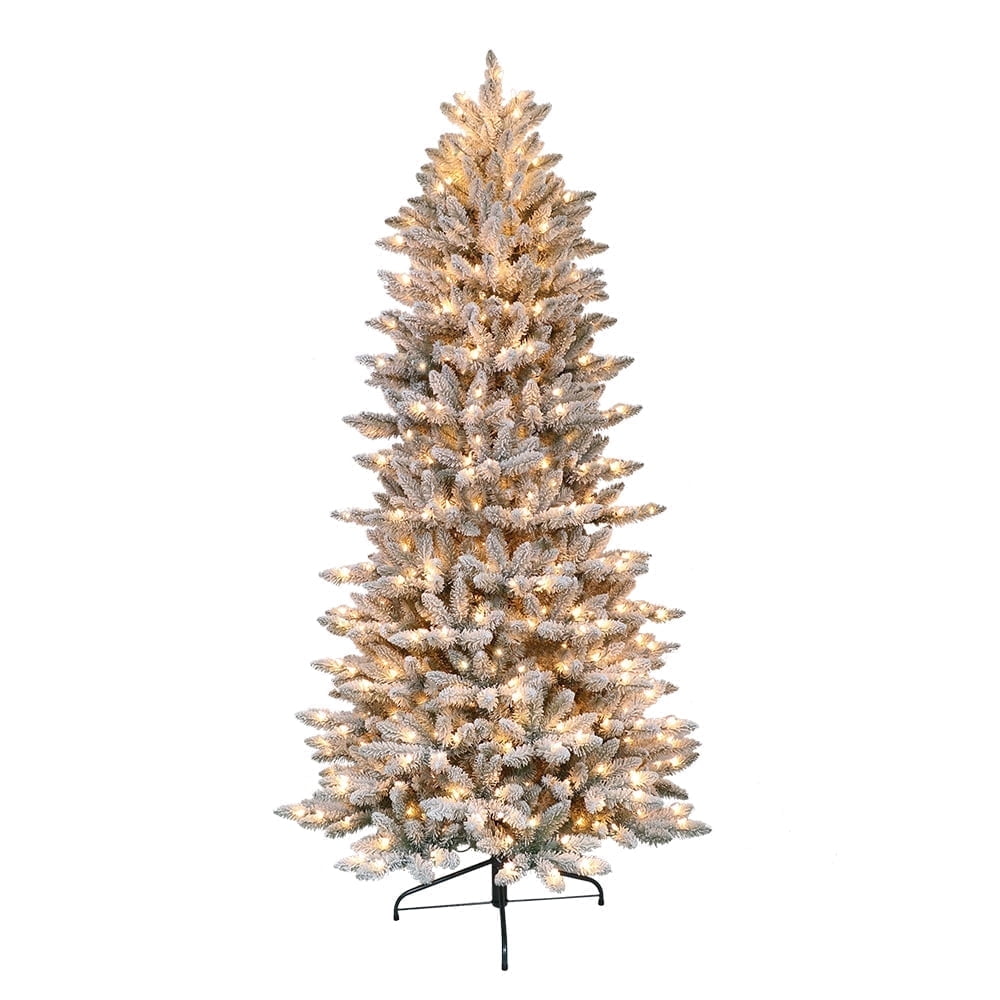 6.5-Foot White Pre-Lit Fraser Fir Artificial Christmas Tree