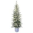 thumbnail image 1 of Puleo International 6' Pre-Lit Potted Flocked Arctic Fir Pencil Artifical Christmas Tree with 120 Warm White LED Lights, 1 of 2