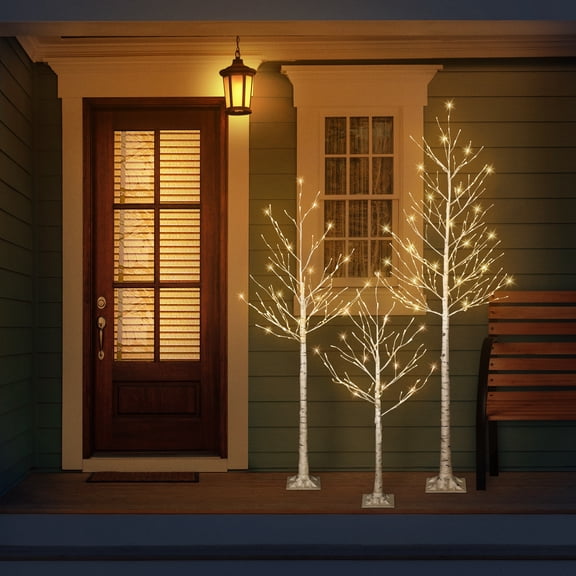 Puleo International  6 ft. Pre-Lit White Artificial Twig Tree
