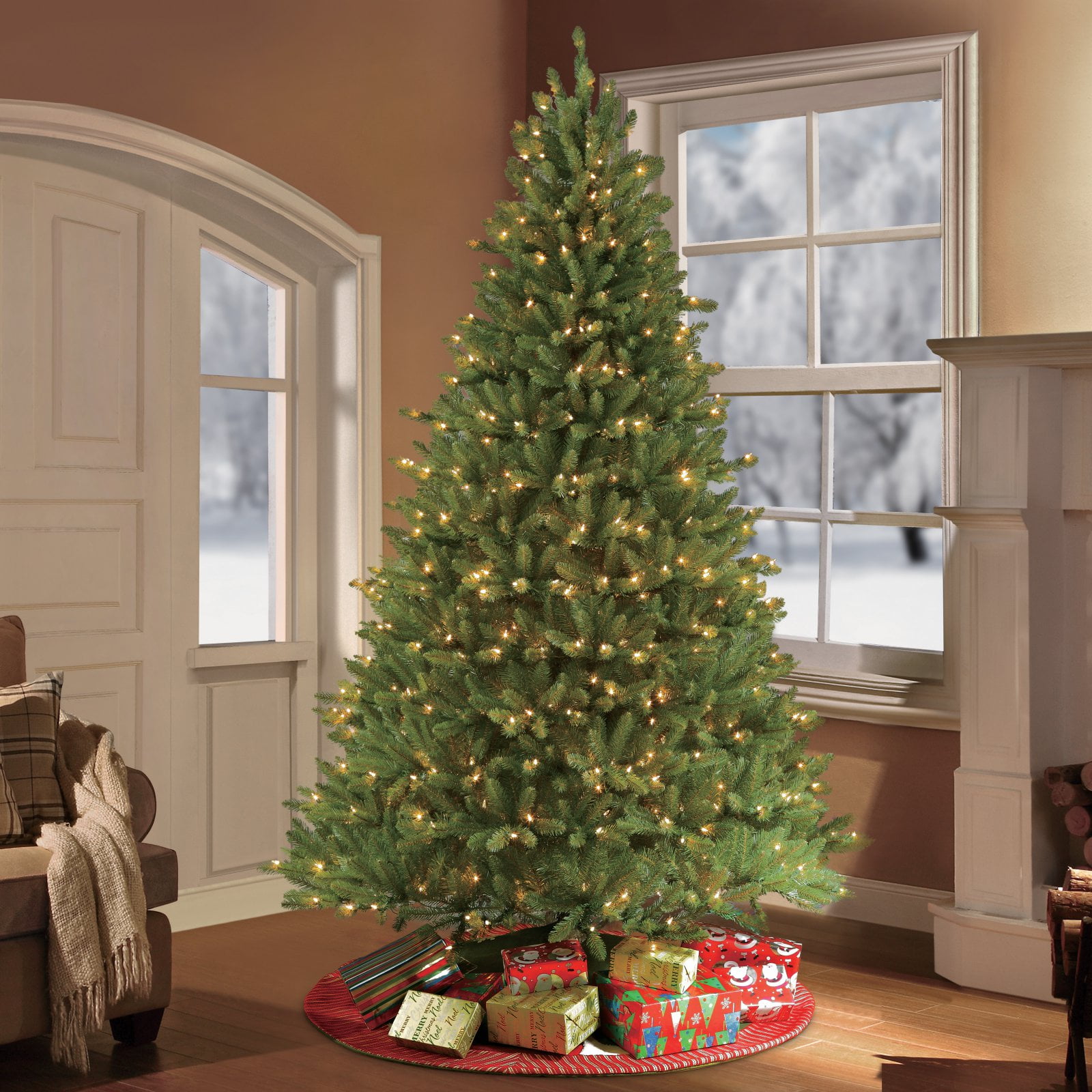 7.5-Foot Green Pre-Lit Fraser Fir Artificial Christmas Tree