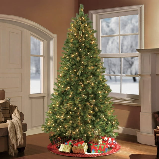 Puleo International 7.5 Pre-Lit Teton Pine Artificial Christmas Tree ...