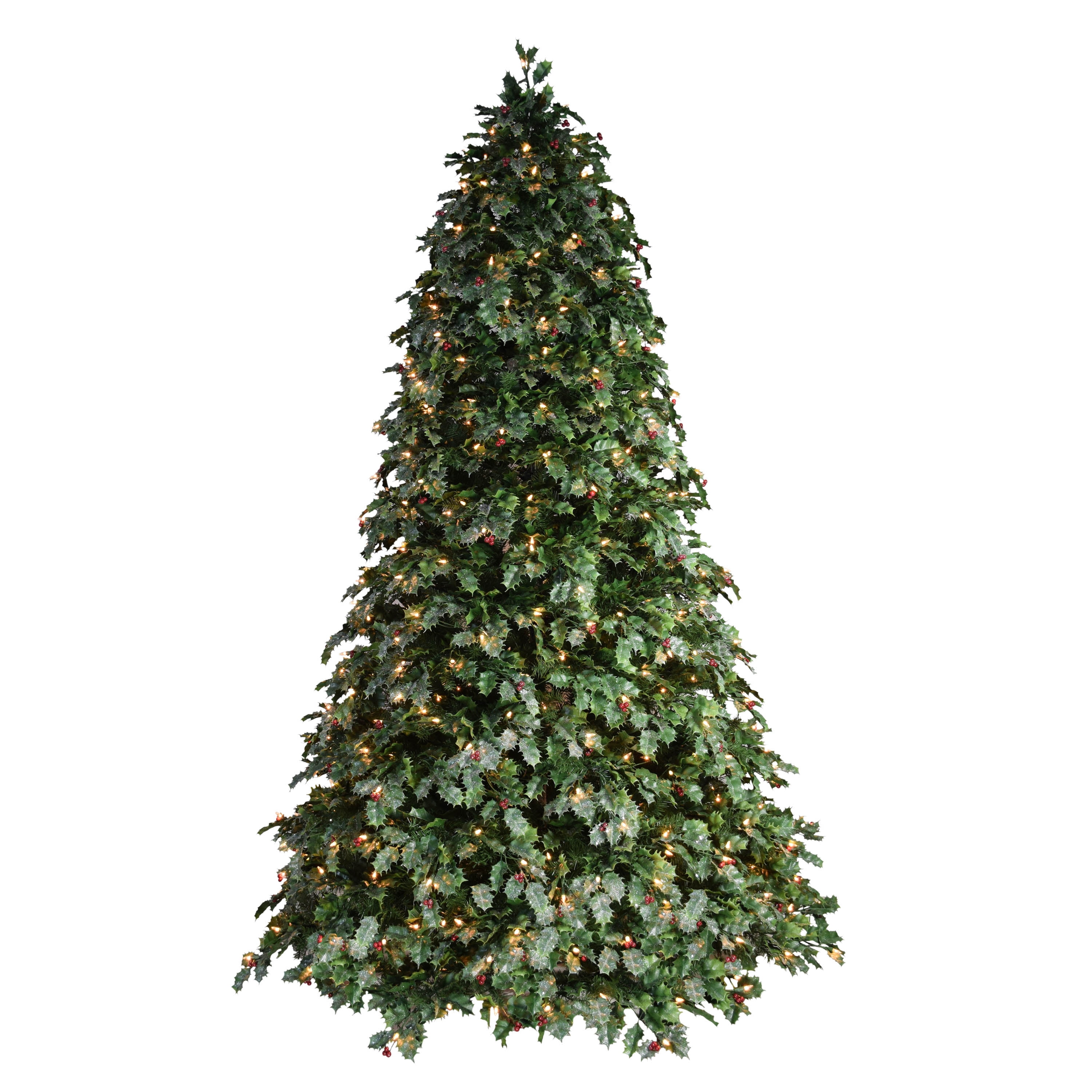Puleo International 7.5' Pre-lit Holly Holiday Artificial Christmas Tree with 550 UL-Listed Incandescent Lights and 2252 branch tips