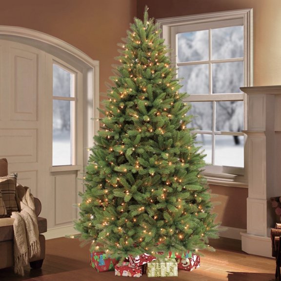 7.5 ft Pre-Lit Douglas Fir Premier Artificial Christmas Tree with 800 UL Clear Lights Metal Stand Green