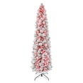 thumbnail image 1 of Puleo International  7.5 ft. Pre-Lit Flocked Portland Pine Artificial Pencil Tree, 1 of 5