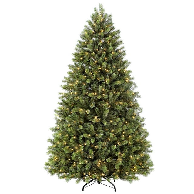 Puleo International 7.5 ft Pre-Lit Oxford Fir Artificial Christmas Tree ...