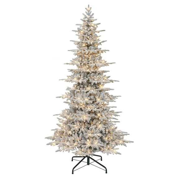 Puleo International  9 ft Pre-Lit Slim Flocked Artificial Utah Fir Tree 2729 Tips 550 Multi-Color Lights