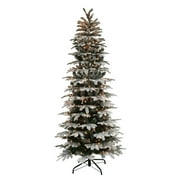 Puleo International Aspen Fir Flocked Slim Pre-Lit Artificial Christmas Tree