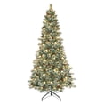 thumbnail image 1 of Puleo International CBFG-T75MG40LW5 7.5 ft. Pre-Lit Carolina Pine Blue & Green Artificial Christmas Tree with 450 LED Lights including 72 Round Globe Lights, 1 of 2