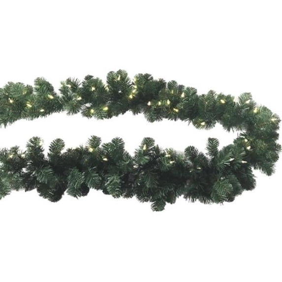 Puleo International P75 KNGG910F5LX 9 ft. x 10 in. Kentucky Pine Garland with 100 Warm White Lights