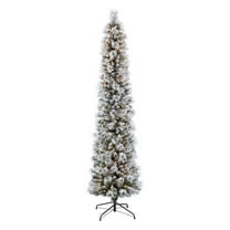 Puleo International Portland Pine Pencil Pre-Lit Flocked Artificial Christmas Tree