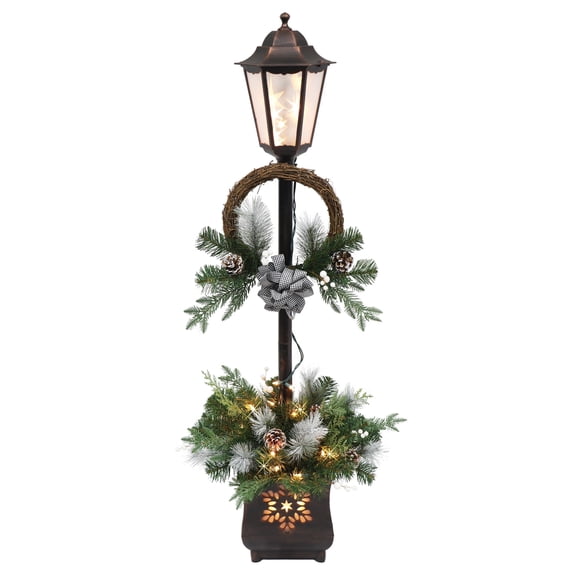 Puleo International Pre Lit 4 ft. Christmas Lamp Post with 35 Multi UL listed lights