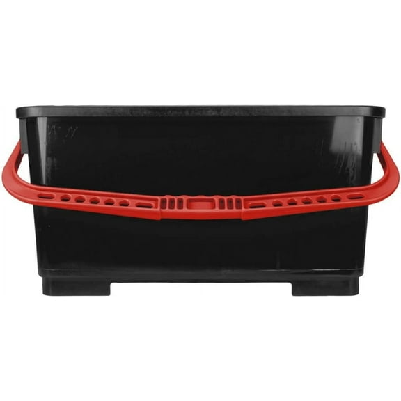 Pulex 6 Gallon Durable Lightweight Mop Bucket with Squeegee Carrying Clips and Ergonomic Handle for Floor and Window Cleaning - Black and Red