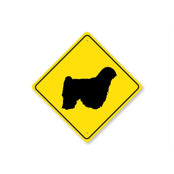 Puli Dog Diamond Aluminum Metal Decor Sign - 12" x 12"