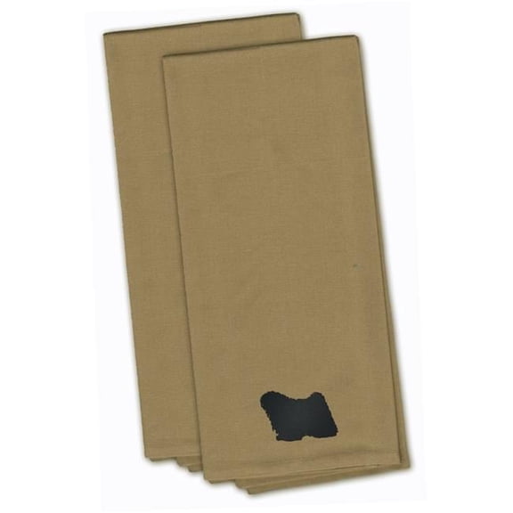 Puli Tan Embroidered Kitchen Towel - Set of 2