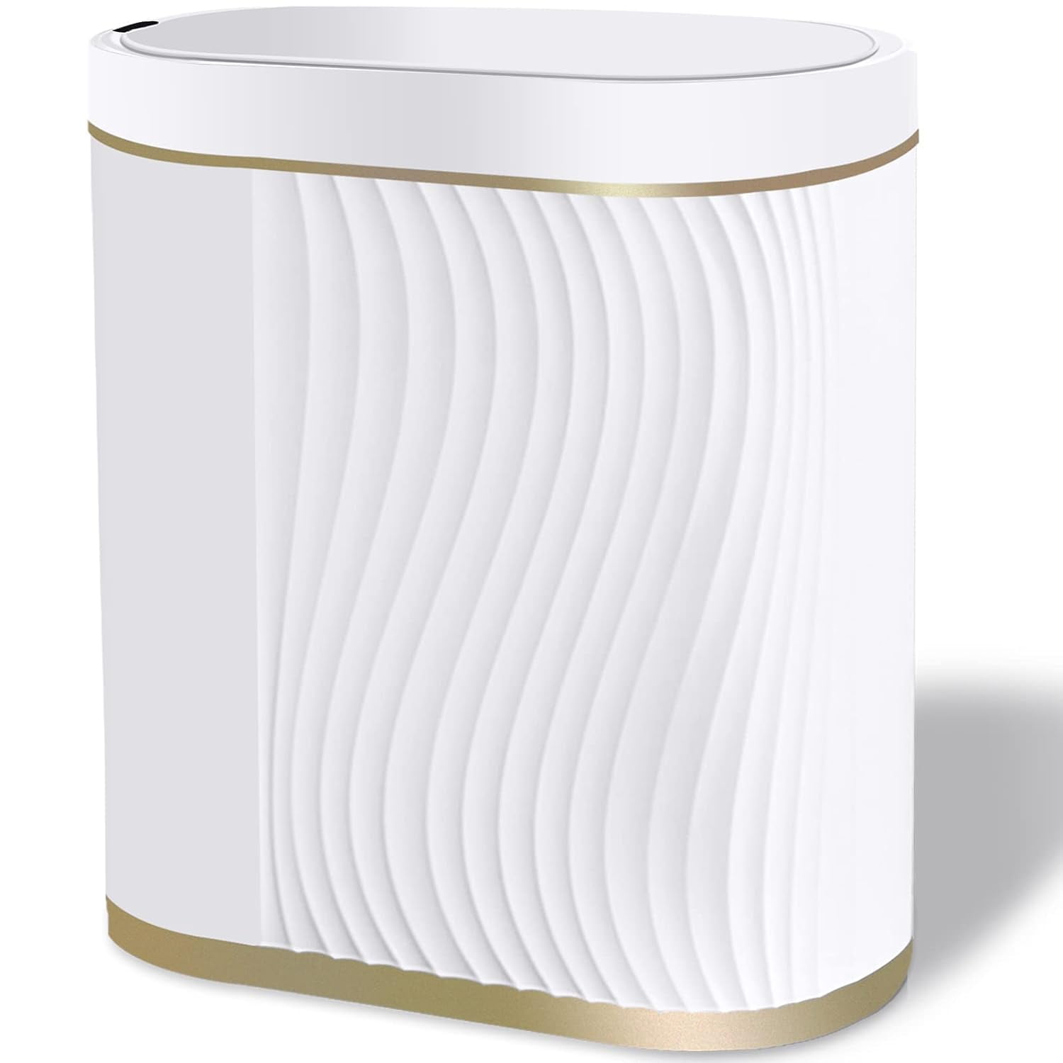 White and Gold Touchless 2 Gallon Plastic Trash Bin