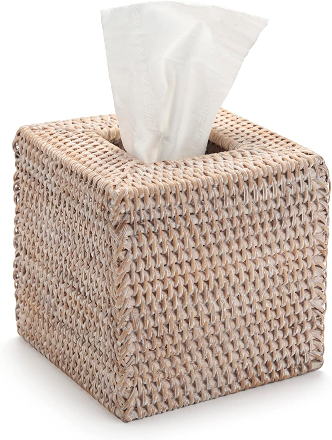 PuliPuqi Rattan Tissue Box Cover Natural Woven Facial Napkin Holder ...