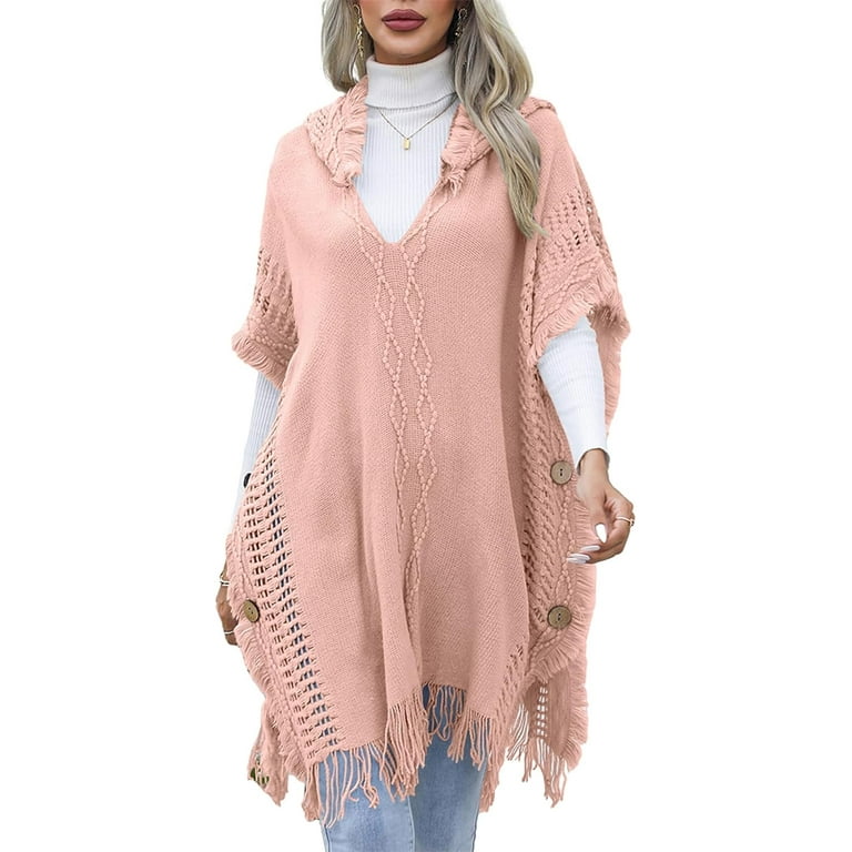 Poncho sweater with side buttons best sale