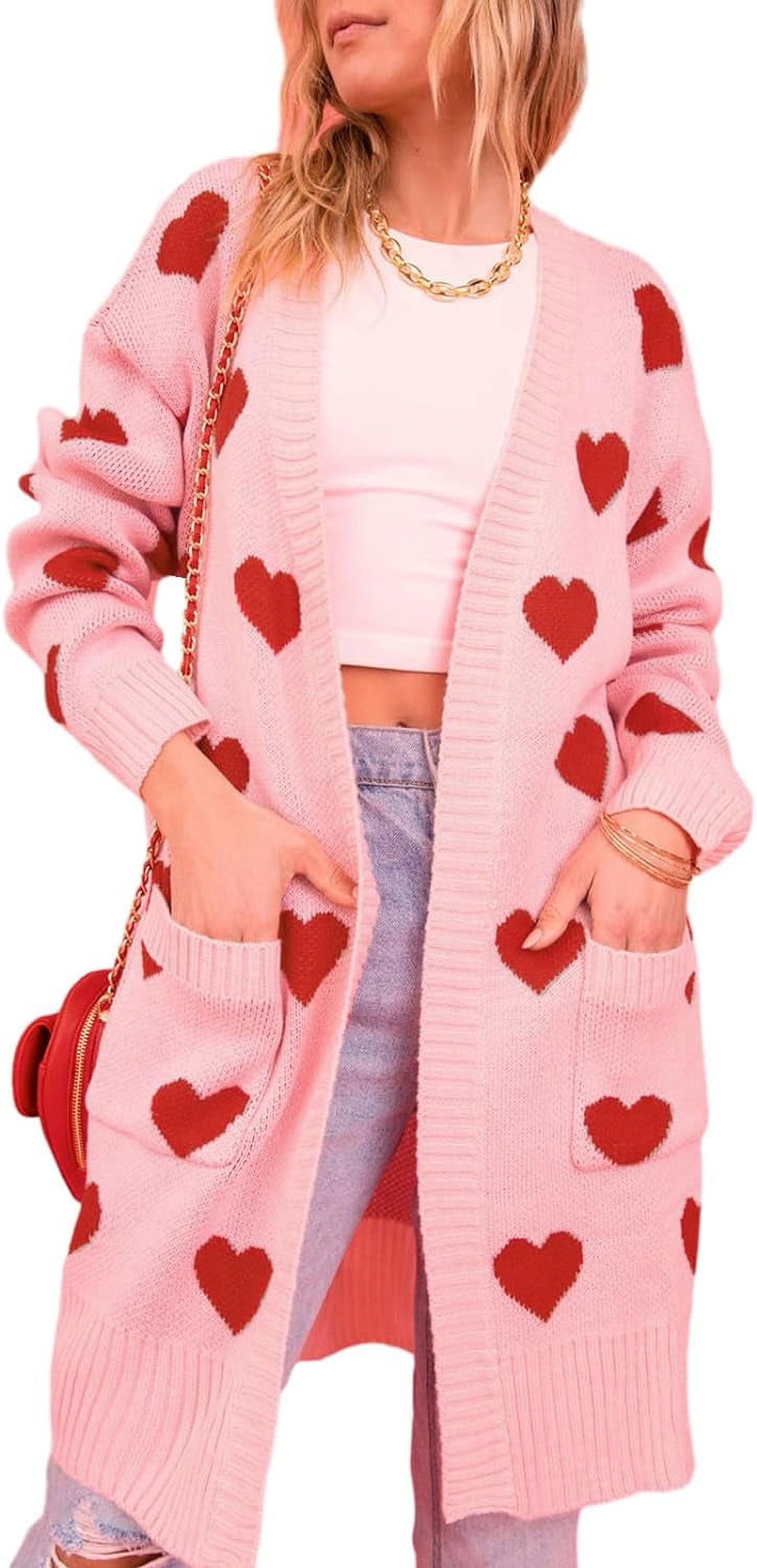 PuliPuqi Women's Valentine's Day Cardigan Long Sleeve Heart Graphic