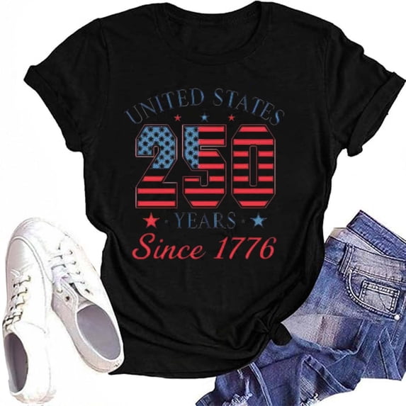 Puliio 4th of July T-Shirts for Women American Flag Graphic Patriotic Tee Tops Short Sleeve O Neck Tshirt Casual Independent Day T Shirt
