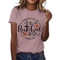 thumbnail image 1 of Puliio Christian Faith T‑Shirt for Women Short Sleeve Crew Neck But God Inspirational Graphic Tees Casual Summer Daily Tops, 1 of 4