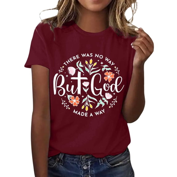 Puliio Christian Faith T‑Shirt for Women Short Sleeve Crew Neck But God Inspirational Graphic Tees Casual Summer Daily Tops