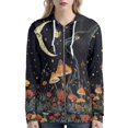 thumbnail image 1 of Puliio Crow And Rose Print Full Zip Hoodies for Women Gothic Long Sleeve Sweatshirt Jacket with Kangaroo Pockets, 1 of 4