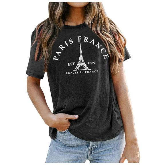 Puliio France Shirt Women Tower T Shirt Travel In France Tshirts Vacation Tees Tops
