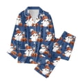 thumbnail image 1 of Puliio Halloween Pajamas Set for Women's 2 Piece Ghost Bow Print Long Sleeve Top and Pants Cozy Soft Loungewear Nightwear Pjs Sets, 1 of 5