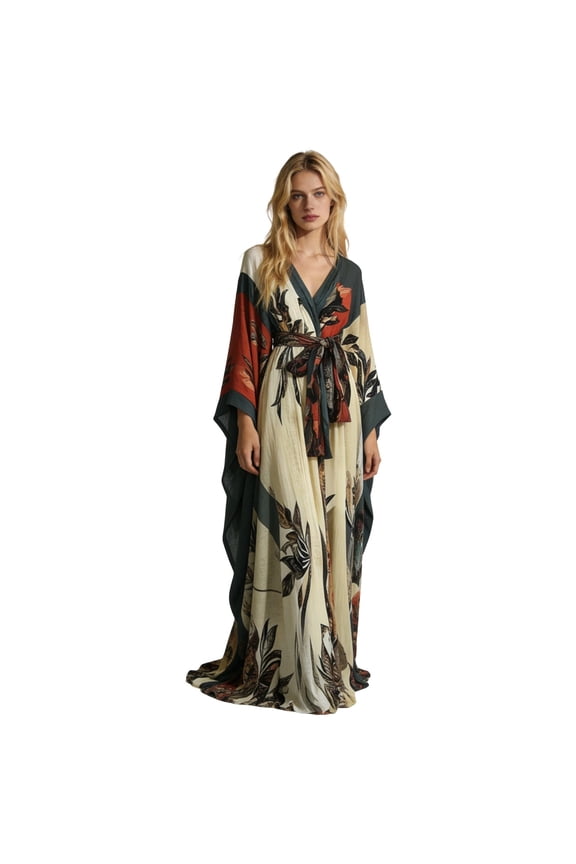 Kimono Robes For Women's Floral Print Long Sleeve Casual Elegant Bathrobe Soft Cozy Slim Fit Housecoat Loungewear,Size XXXXL