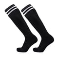 thumbnail image 1 of Puliio Knee High Socks for Women Black White Stripe Ribbed Stretchy Sports School Casual Socks, 1 of 2